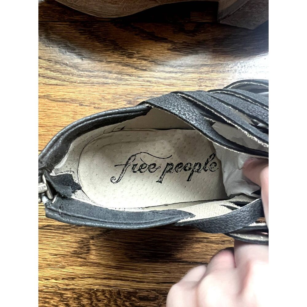 NIB Free People Lost Valley Leather Ankle Boot in Washed Black Women's Size 38 - Picture 6 of 15